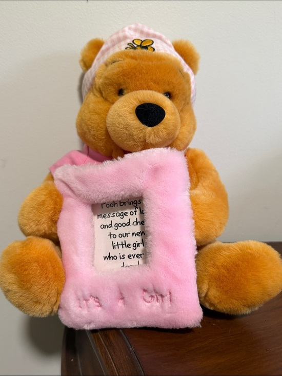 Disney Other - Winnie the Pooh “It's A Girl” Disney Stuffed Plush Toy Picture Photo Frame